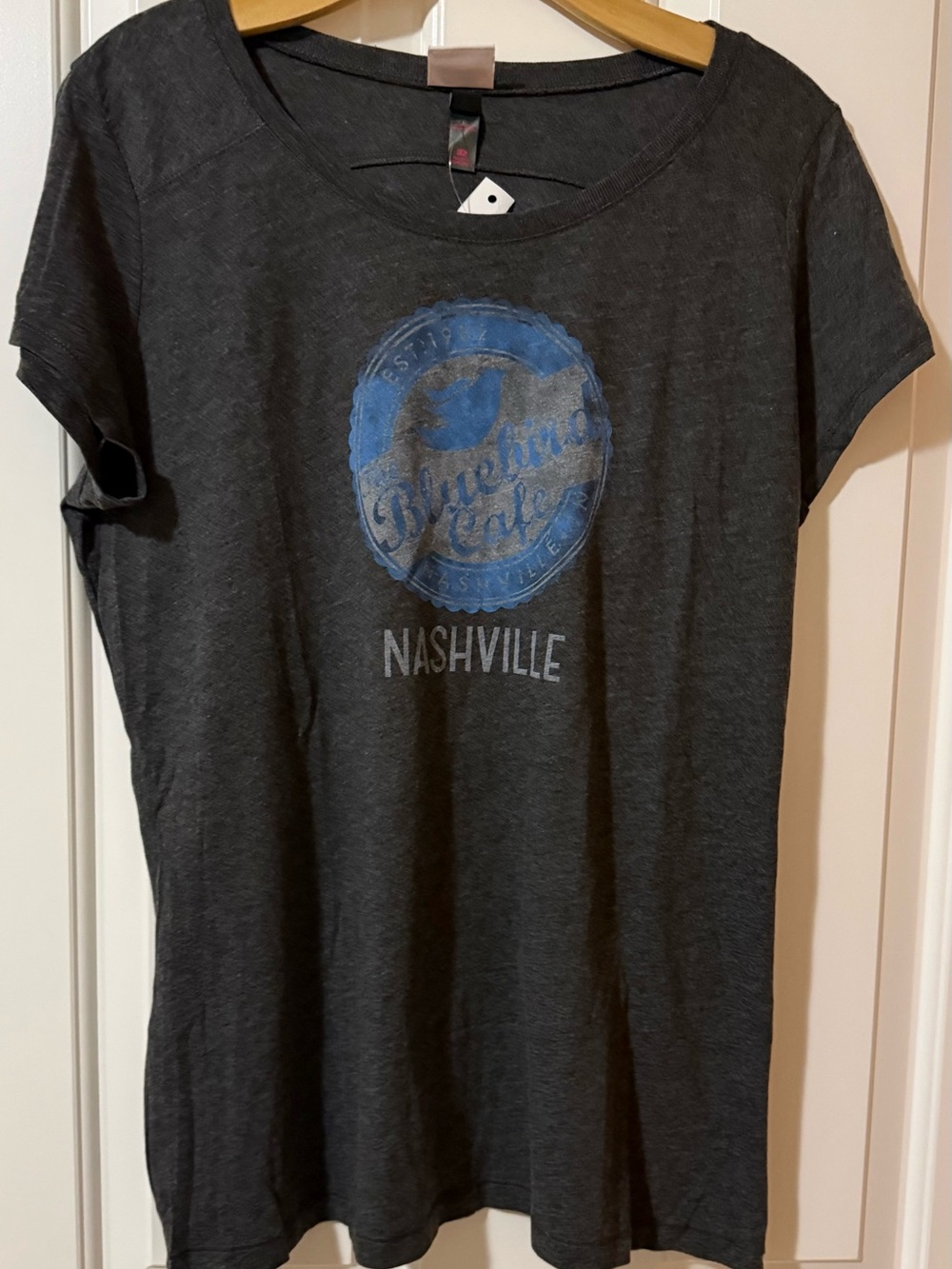 Nashville Graphic Tee - Dark Gray with Blue Logo BlueBird cafe xl w